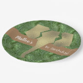 Tropical Safari Elephant Faux Gold Greenery Papieren Bordje (Gekanteld)