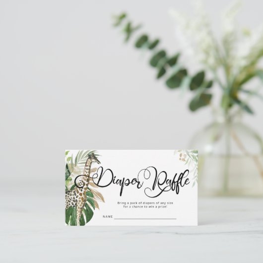 Tropical Safari Giraffe Baby shower Diaper Raffle Informatiekaartje (Staand voorkant)