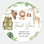 Tropical Safari Oerwoud Animals Baby shower Ronde Sticker (Voorkant)