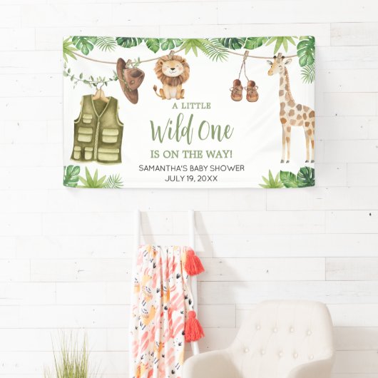 Tropical Safari Oerwoud Animals Baby shower Spandoek (Insitu)