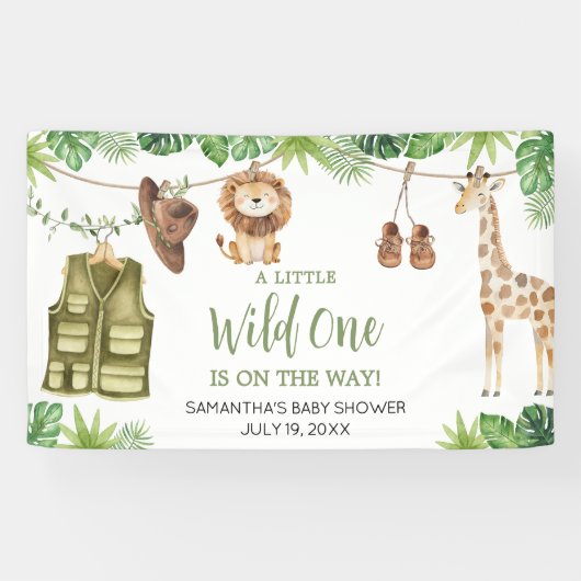 Tropical Safari Oerwoud Animals Baby shower Spandoek (Horizontaal)