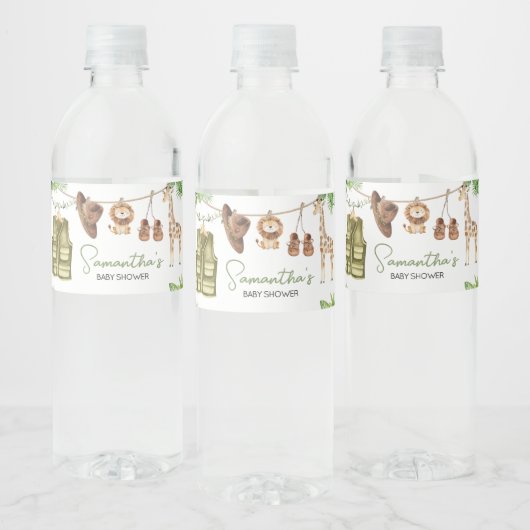 Tropical Safari Oerwoud Animals Baby shower Waterfles Etiket (Flessen)