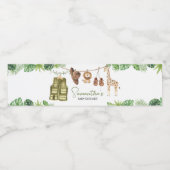 Tropical Safari Oerwoud Animals Baby shower Waterfles Etiket (Enkel label)