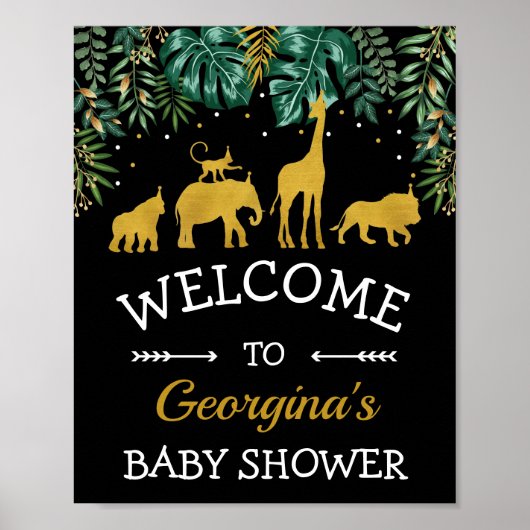 Tropical Safari Oerwoud Animals Baby shower Welkom Poster (Voorkant)
