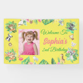 Tropical Safari Oerwoud Animals Kids Verjaardag Spandoek (Horizontaal)