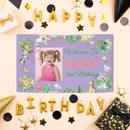 Tropical Safari Oerwoud Animals Kids Verjaardag Spandoek