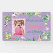 Tropical Safari Oerwoud Animals Kids Verjaardag Spandoek (Horizontaal)