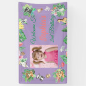 Tropical Safari Oerwoud Animals Kids Verjaardag Spandoek (Verticaal)