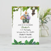 Tropical Safari Oerwoud Animals Verjaardagsuitnodi Kaart (Staand voorkant)