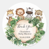 Tropical Safari Oerwoud Wilde Dieren Baby shower Ronde Sticker (Voorkant)