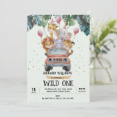 Tropical Safari Wild One Animals Oerwoud Verjaarda Kaart (Staand voorkant)