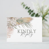 Tropical Sage Green Floral Wedding RSVP (Staand voorkant)