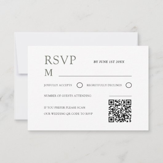 Tropical Sage Green Floral Wedding RSVP (Achterkant)