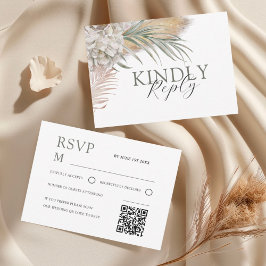 Tropical Sage Green Floral Wedding RSVP Kaartje