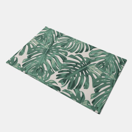 Tropical Sage Green Oerwoud Leaves Pattern Deurmat (Schuin)