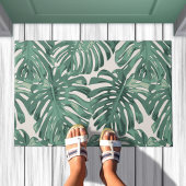 Tropical Sage Green Oerwoud Leaves Pattern Deurmat