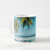 Tropical sand beach ocean personalized adventure  koffiemok (Voorkant links)