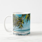 Tropical sand beach ocean personalized adventure koffiemok (Links)