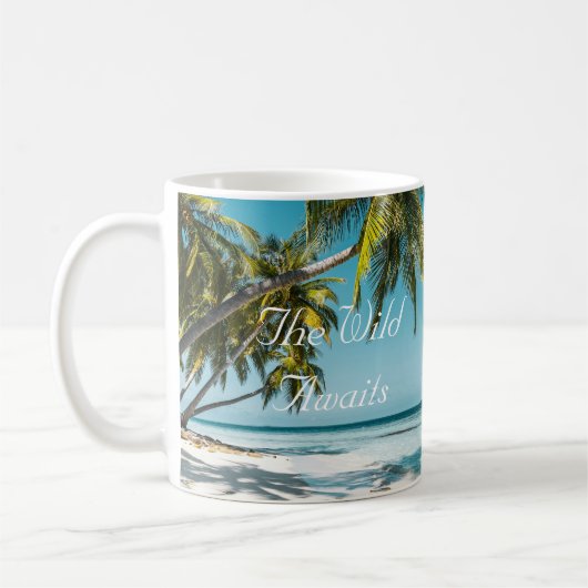 Tropical sand beach ocean personalized adventure  koffiemok (Links)