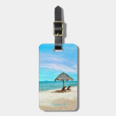 Tropical Sandy Beach Aangepaste naam Bagagelabel (Voorkant verticaal)