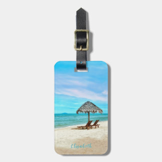 Tropical Sandy Beach Aangepaste naam Bagagelabel