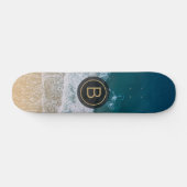 Tropical Sandy Beach Turquoise Zee Golden Monogram Persoonlijk Skateboard (Horizontaal)