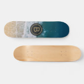 Tropical Sandy Beach Turquoise Zee Golden Monogram Persoonlijk Skateboard (Horizontaal)