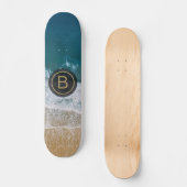 Tropical Sandy Beach Turquoise Zee Golden Monogram Persoonlijk Skateboard (Voorkant)