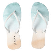 Tropical Sandy Ocean Beach Waterverf gepersonalise Teenslippers (Voetbed)