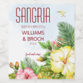 Tropical Sangria Wedding Wijn Etiket (Enkel label)
