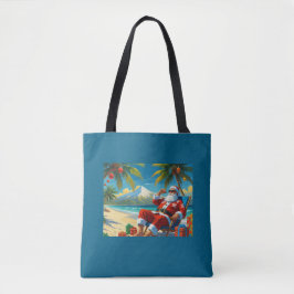 Tropical Santa Beach Christmas  Tote Bag