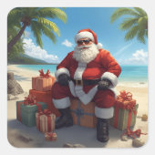 Tropical Santa Sticker – Christmas on the Beach (Voorkant)