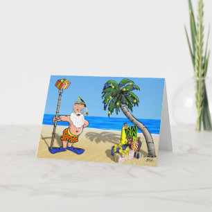 Tropical Santa Wenskaart Feestdagen Kaart