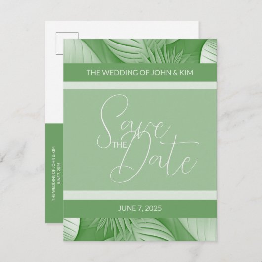 Tropical Save the Date Aankondiging Foto Briefkaar (Voorkant / Achterkant)