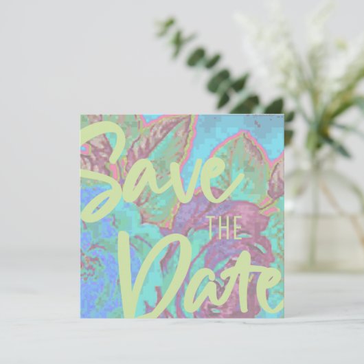 Tropical Save the Date Aankondiging Sjabloon (Staand voorkant)