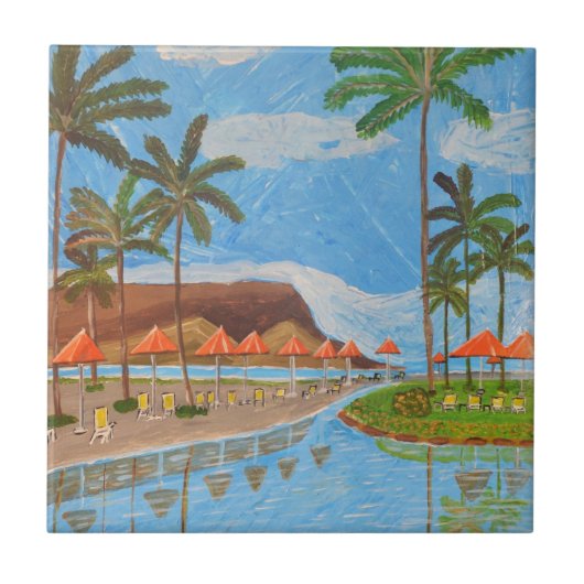 Tropical Scene keramische tegel Tegeltje (Voorkant)