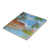 Tropical Scene keramische tegel Tegeltje (Zijkant)