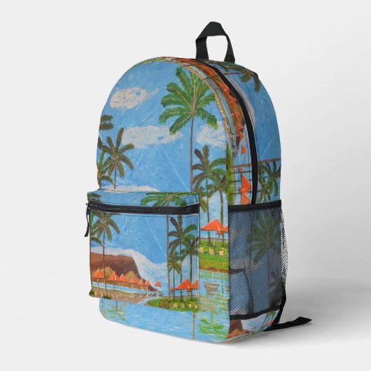Tropical Scene-rugzak Bedrukte Rugzak (Achterkant Hoek Rechts)