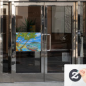 Tropical Scene Window Cling Raamsticker (Kantoordeur)