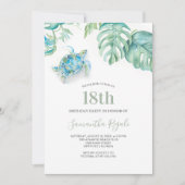 Tropical Sea Turtle Watercolor Birthday Invitation (Voorkant)