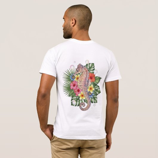 Tropical Seahorse Floral T-shirt (Achterkant volledig)