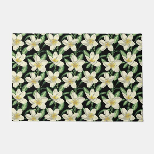 Tropical seamless pattern white flowers green leaf deurmat (Voorkant)