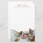 Tropical Seashell Border Persoonlijk Schrijfpapier Briefpapier (Voorkant / Achterkant)