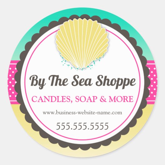Tropical Seashell Sand and Zee Classic Ronde Stok Ronde Sticker (Voorkant)