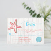 Tropical Seashell Wedding RSVP-kaarten RSVP Kaartje (Staand voorkant)