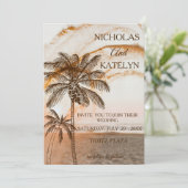 Tropical Seaside Chic Wedding  Kaart (Staand voorkant)