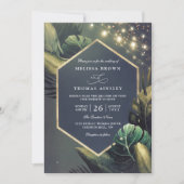 Tropical Seaside Night Gold Palms QR Code Wedding Kaart (Voorkant)