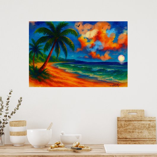 Tropical Serenity Landscape Poster (Keuken)