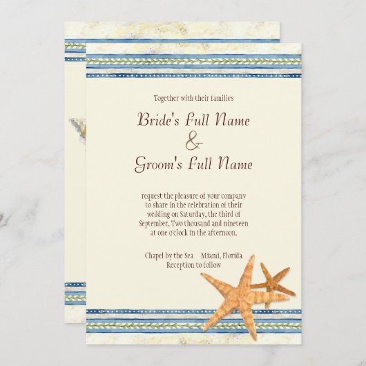 Tropical Shell Paradise - Uitnodiging voor bruilof (Voorkant / Achterkant)