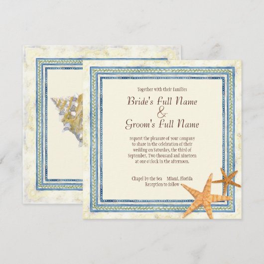 Tropical Shell Paradise - Uitnodiging voor bruilof (Voorkant / Achterkant)